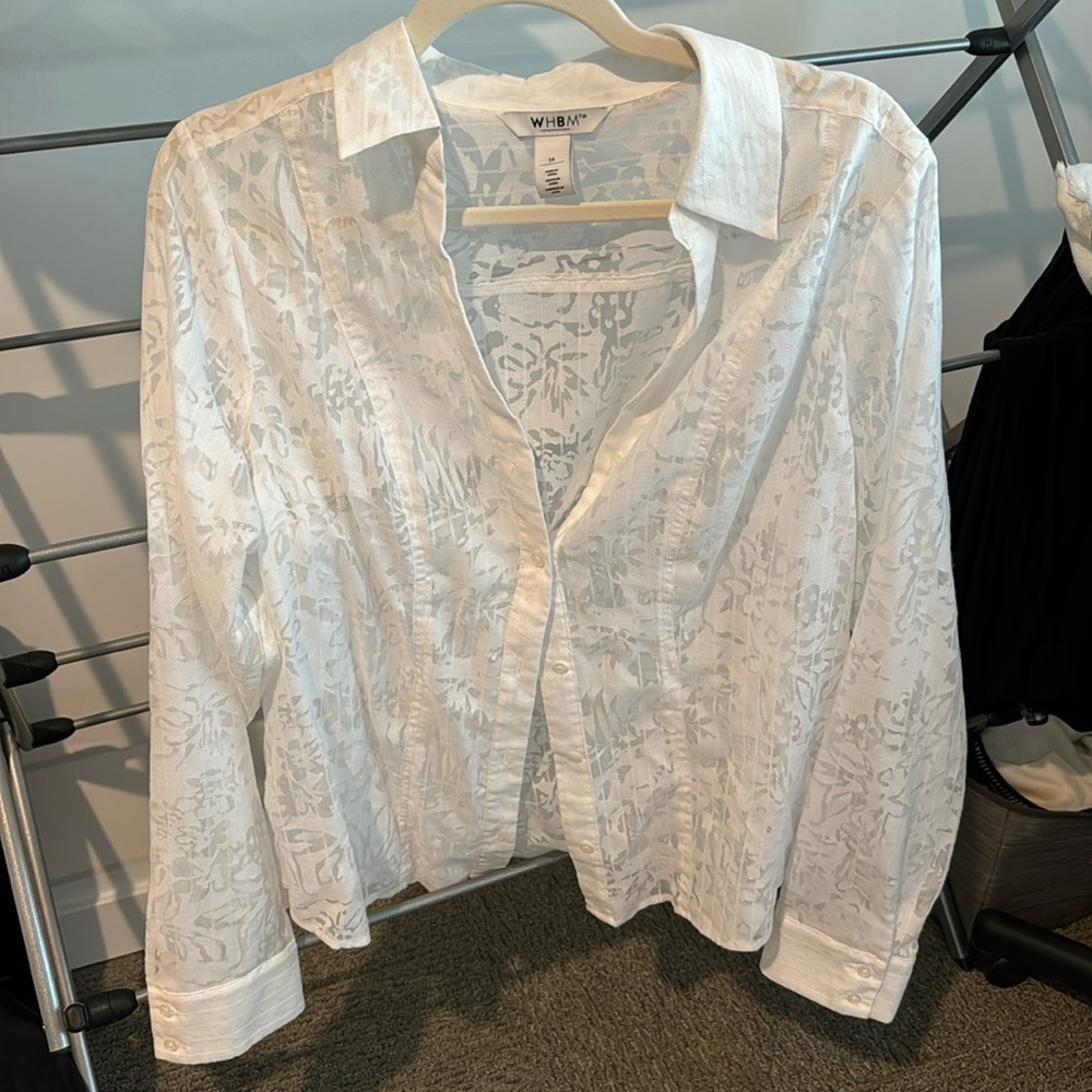 White House Black Market White Detailed Blouse